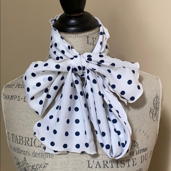 Accessories - Vintage Navy and white polka dot bandeau scarf